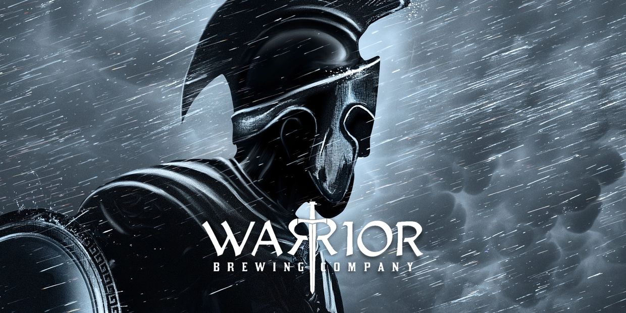 image of a spartan warrior with helmet standing in the rain