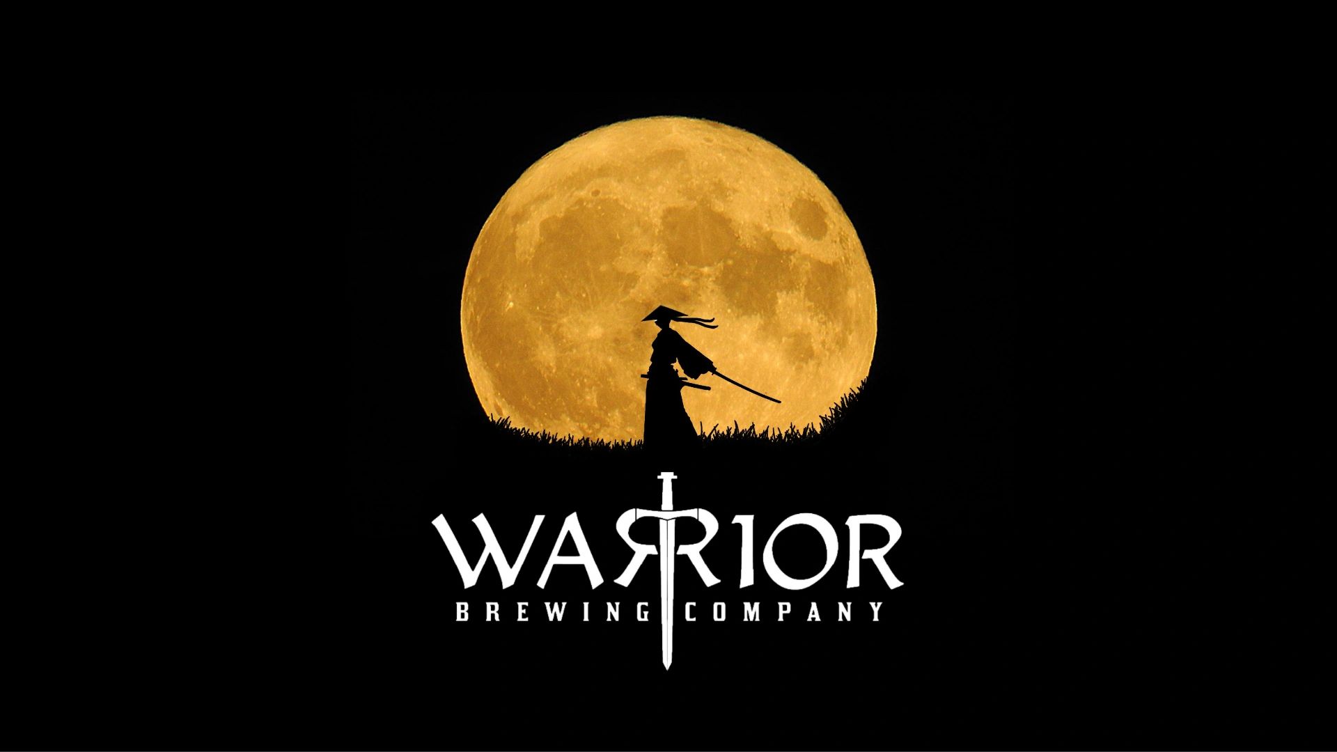 samurai warrior silhouette in front of a bright golden moon