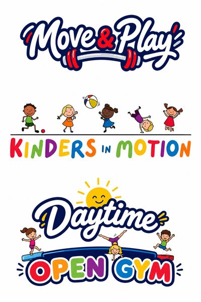 Colorful poster for kids' daytime gym and movement activities.