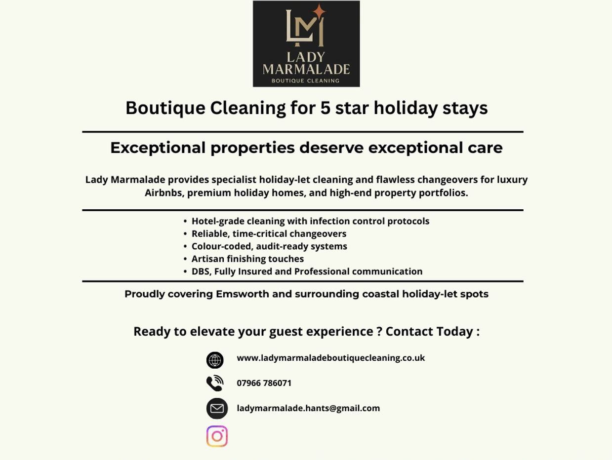 Lady Marmalade offers luxury holiday-let cleaning with professional care and infection control.