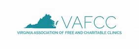The logo for Virginia Association of free and charitable clinics. A light blue color 