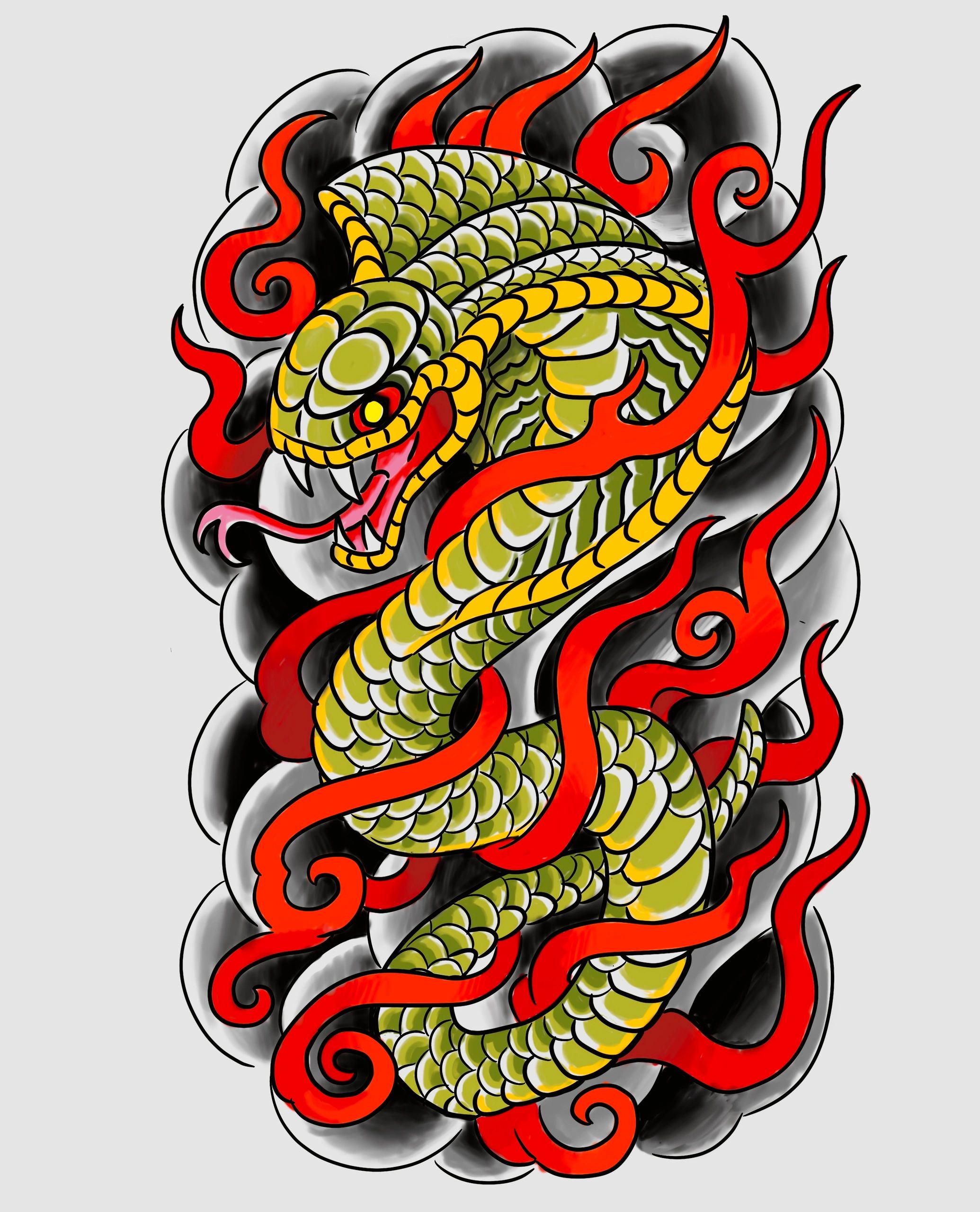 cobra snake tattoo by Richard Lamos, Magic Dagger Tattoo