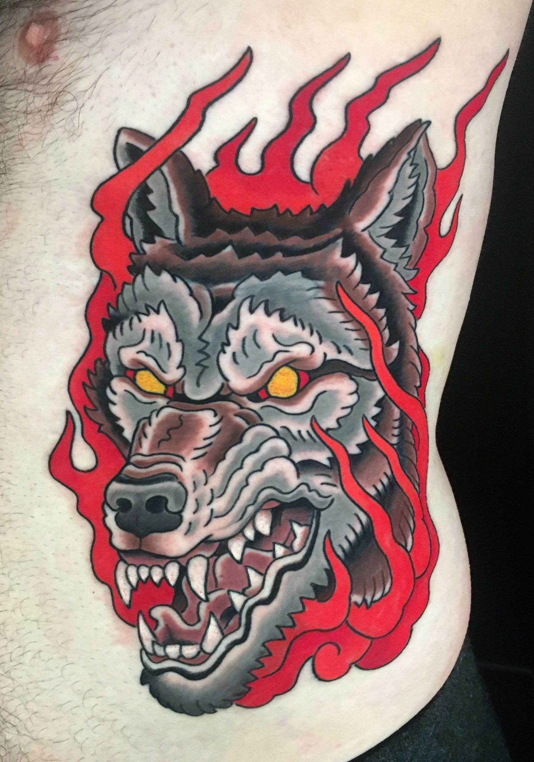 Wolf tattoo by Richard Lamos, Iron Wolves Tattoo, Swannanoa, NC