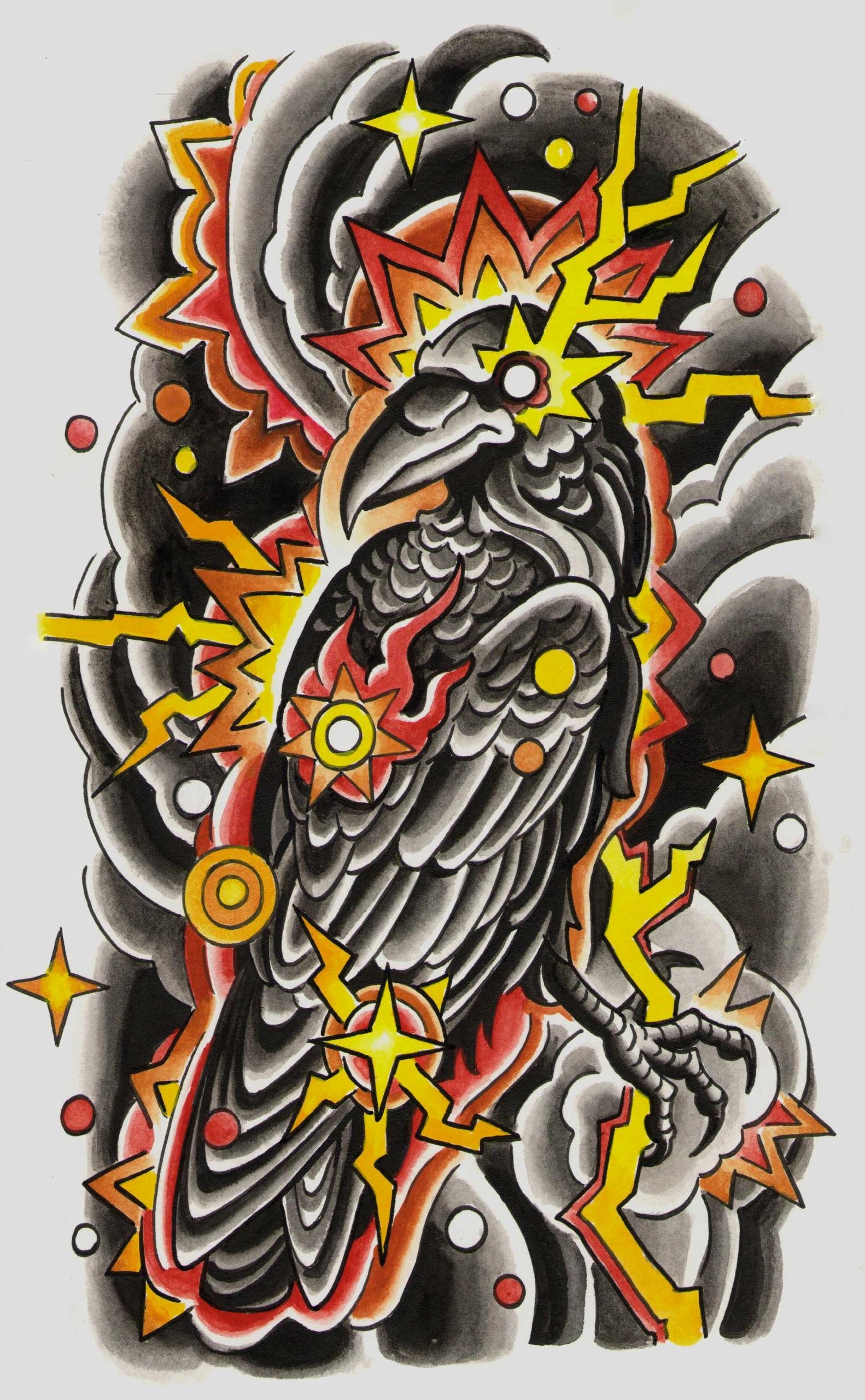 raven tattoo design by richard lamos