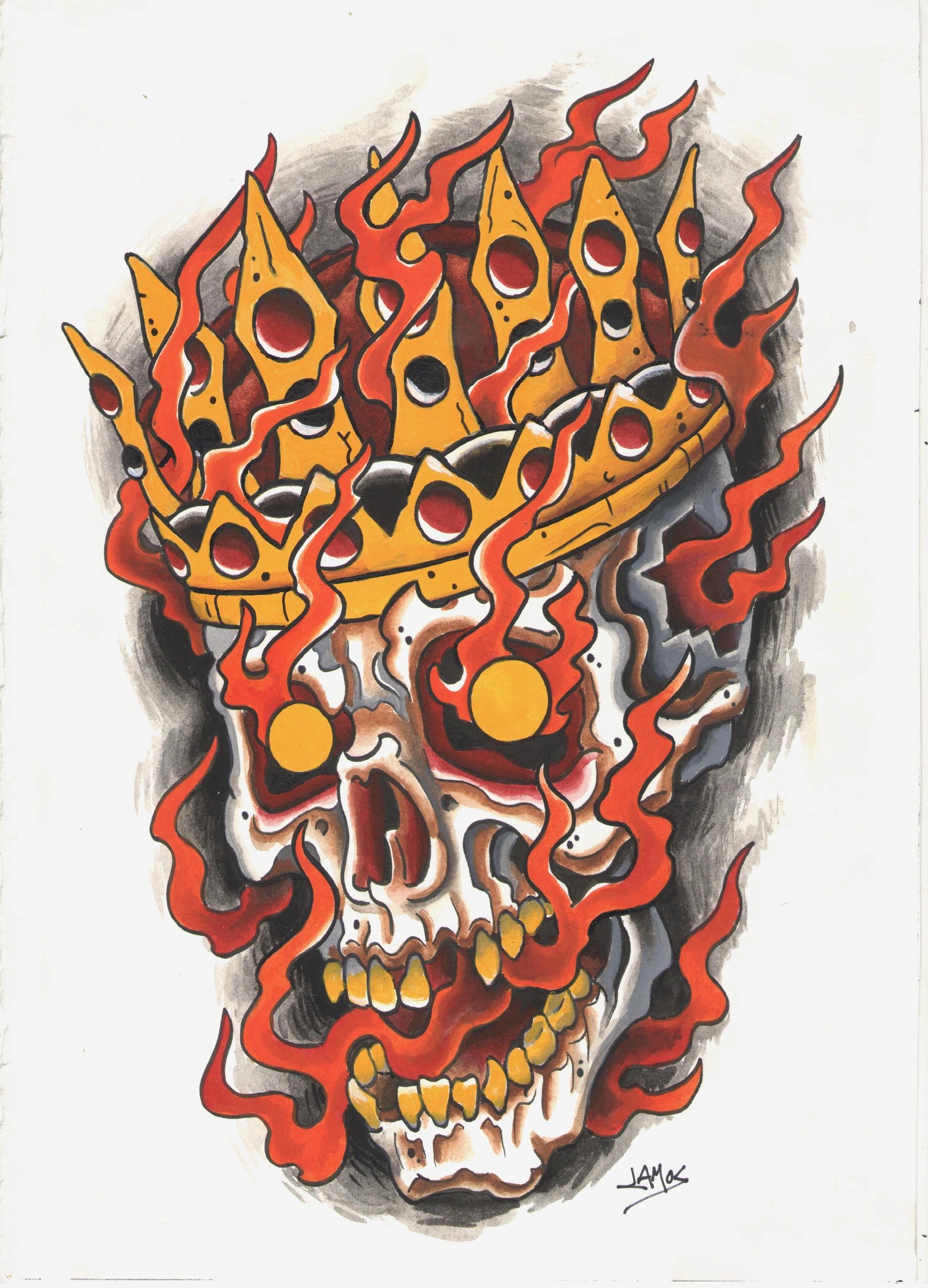 Skull king tattoo design by Richard Lamos
Skull tattoo by Lightning Serpent