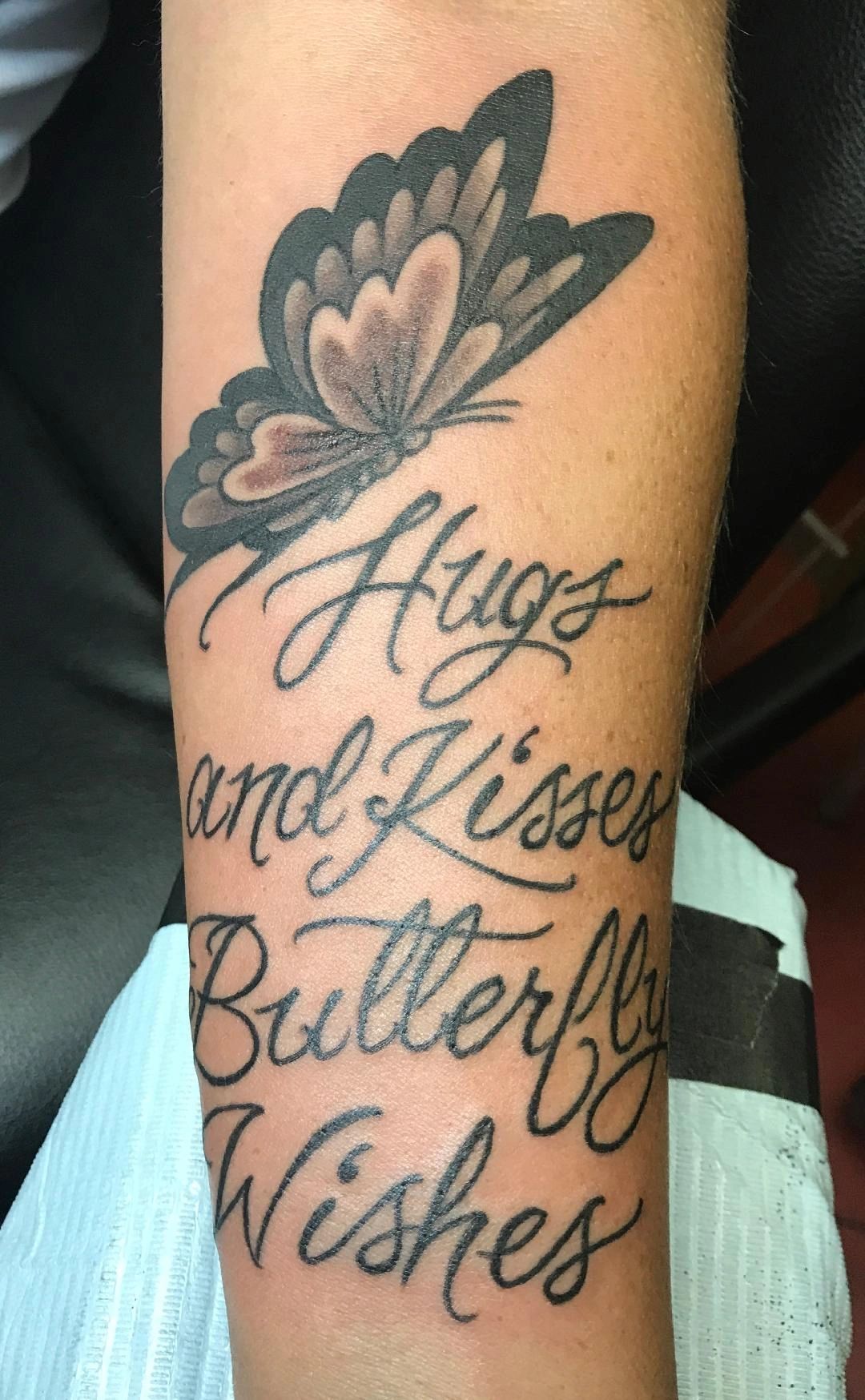 Butterfly with script by Jamie Cooley at Red 13 Tattoo Knoxville  Tennessee  rtattoos