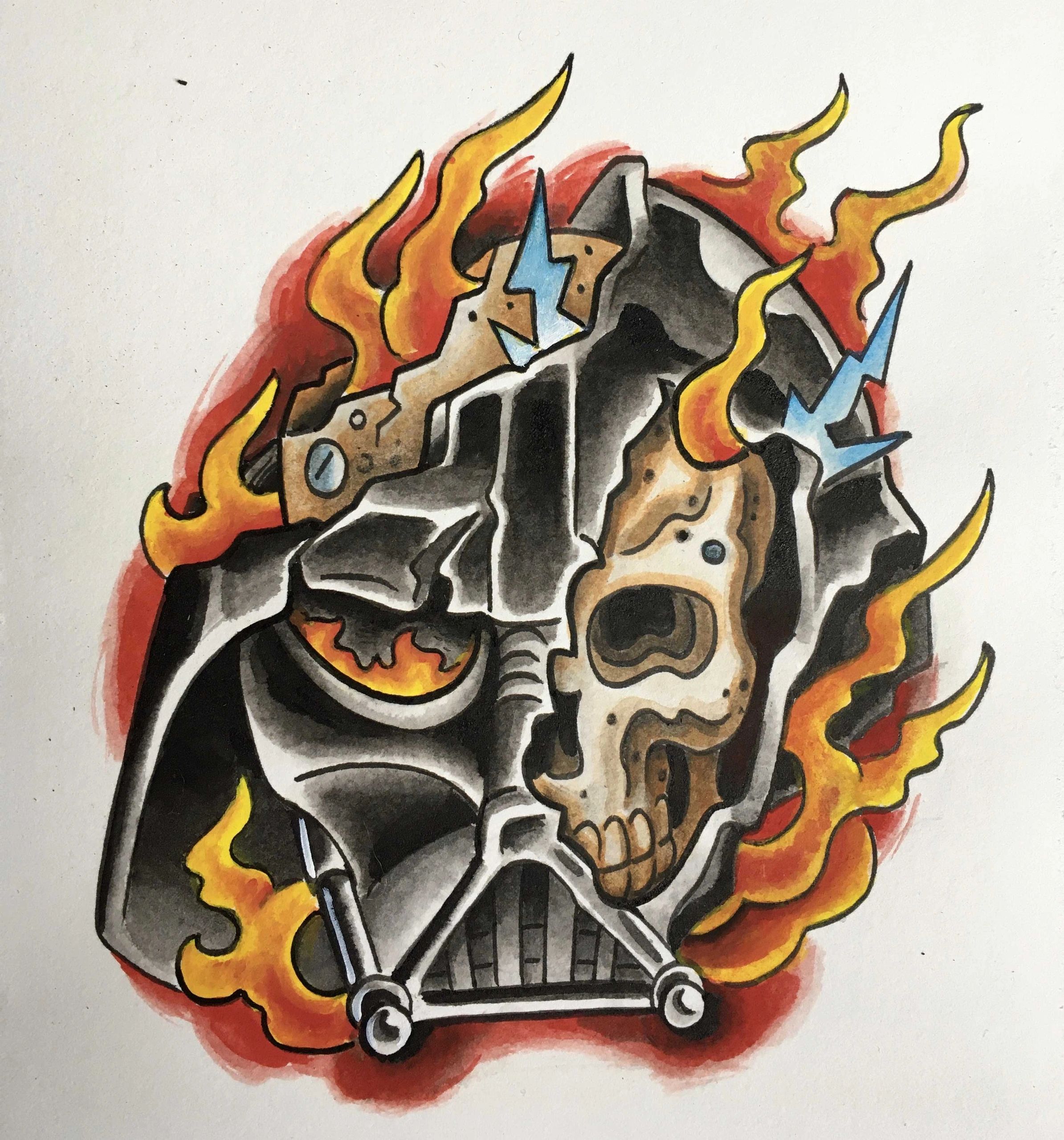 Darth Vader Tattoo Design by Richard Lamos, Bliss Tattoo, Asheville, NC