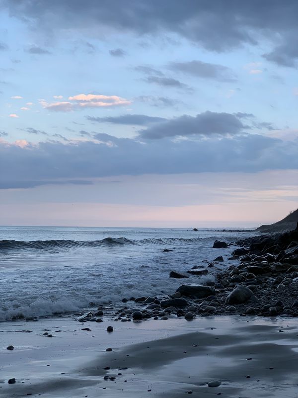 Waves crashing along the shore in Scituate, Ma