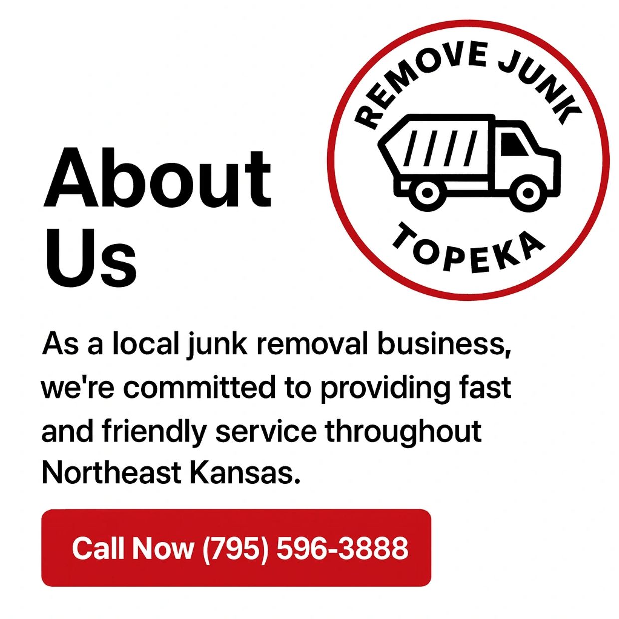 Local junk removal in Topeka offering fast, friendly service for homes, garages, estates, and more.