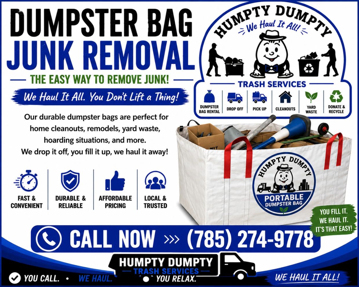 Portable Dumpster Bag | Humpty Dumpty Trash Services | Topeka, KS