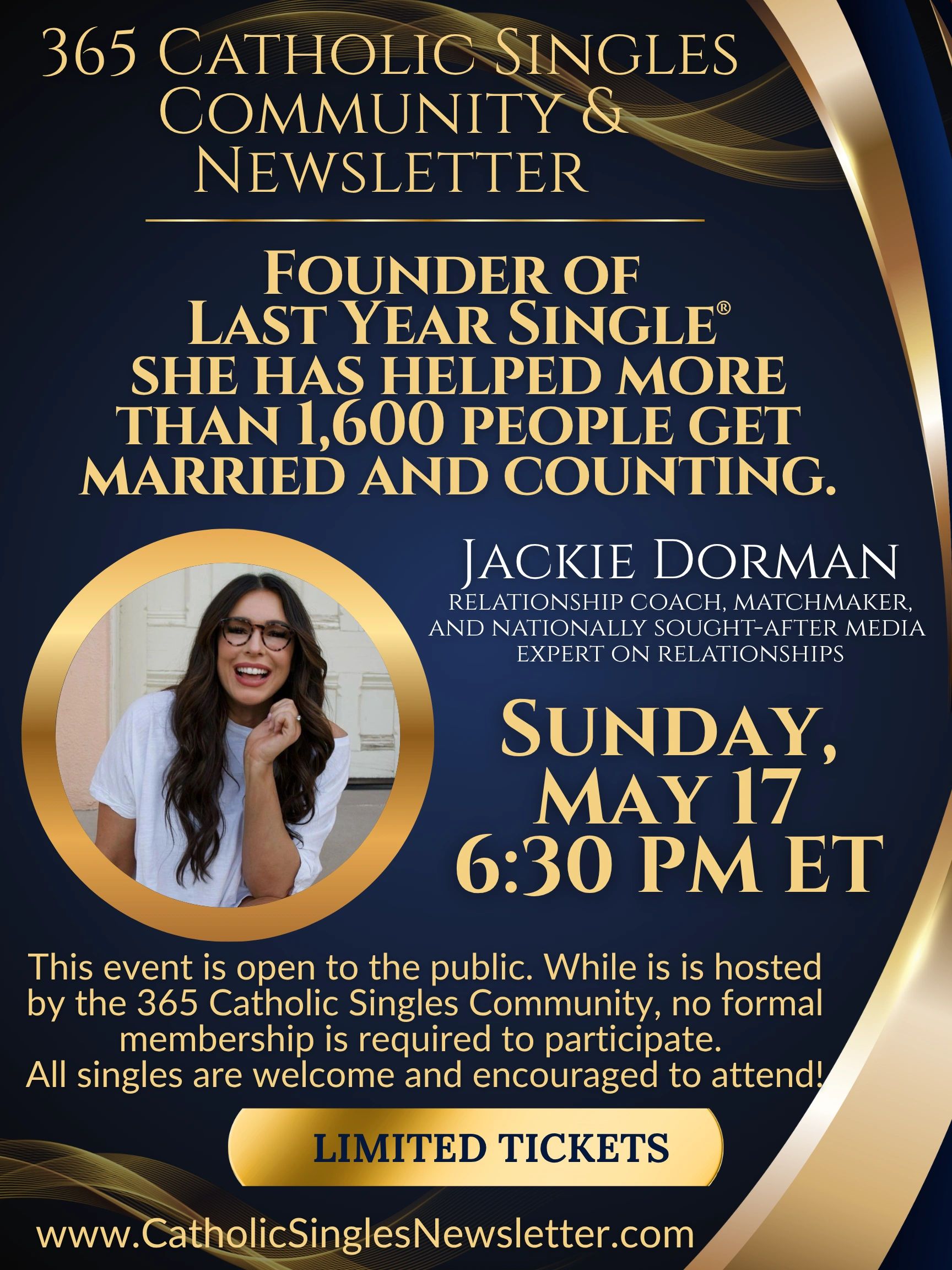  Jackie Dorman, founder of Last Year Single and matchmaker for over 1,600 marriages.