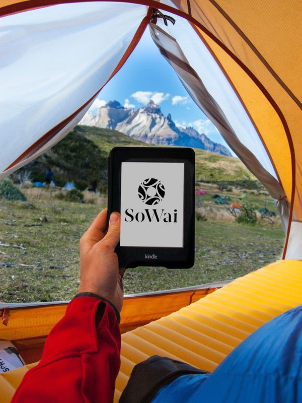 A man's hand holding a Kindle with a SoWai logo. photo credit: Frank Holleman on Unsplash