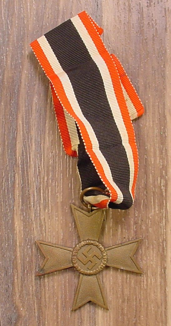 WWII GERMAN 2ND CLASS WAR MERIT CROSS WITHOUT SWORDS WITH RIBBON, EARLY WAR  BRONZE, Item #1526