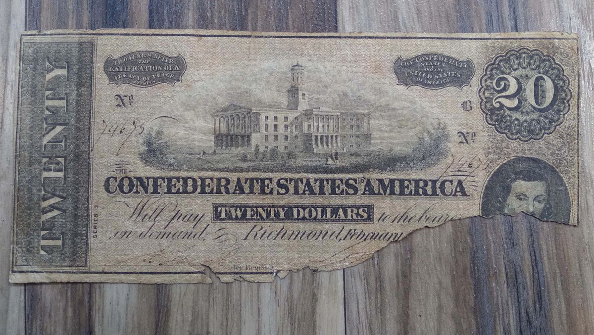 CIVIL WAR CONFEDERATE $20 PAPER MONEY BILL RICHMOND, Item #4811