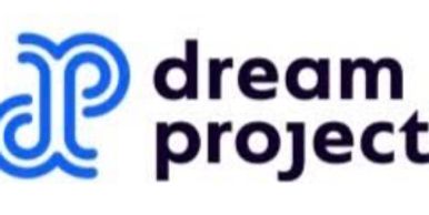 Dream Project logo with blue design and text.