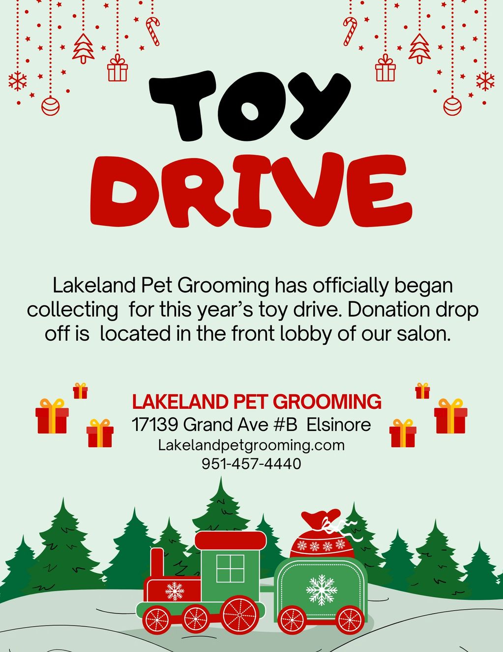 Toy drive at Lakeland Pet Grooming In Lake Elsinore