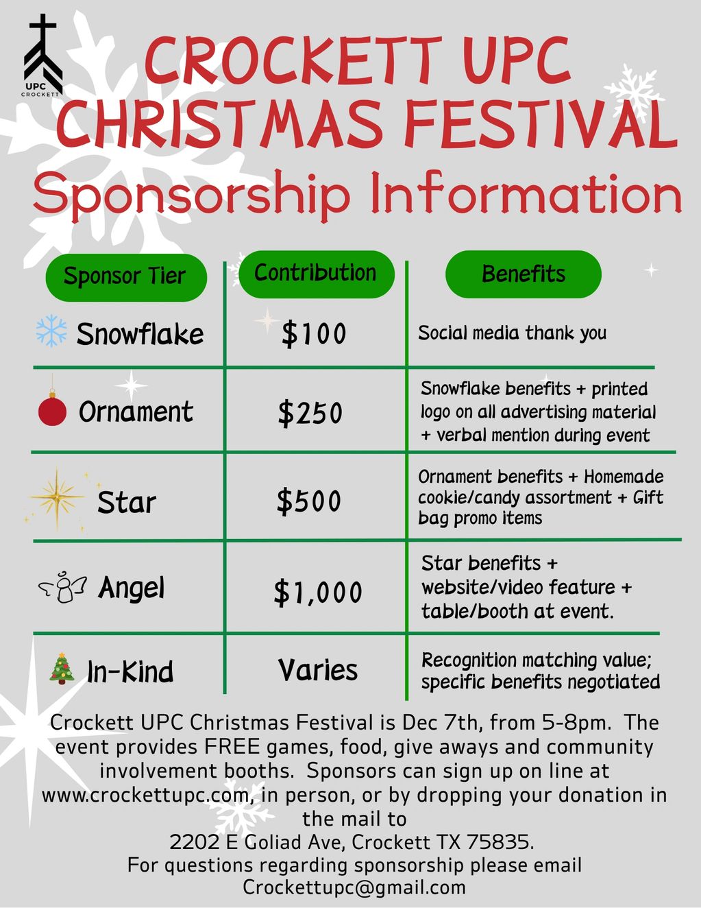 Click on the give tab to submit your tax-deductible sponsorship.  Please email your high resolution 