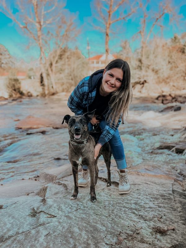 Dog with trainer Lorelai Charpentier 