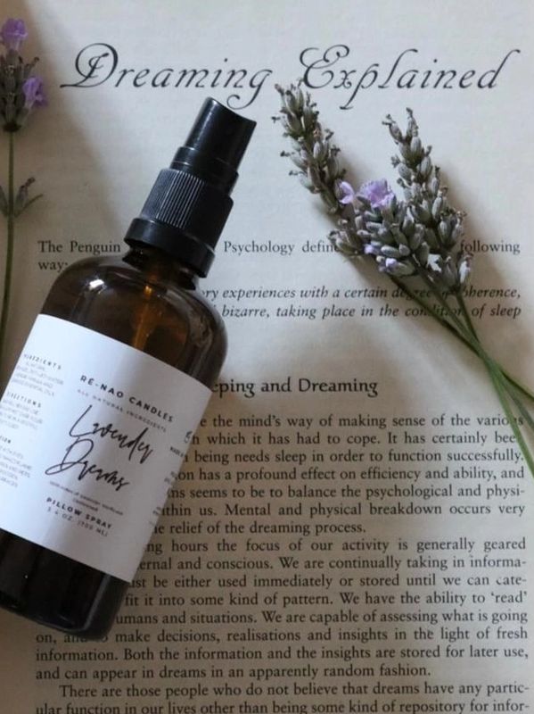 Lavender Dreams Pillow Spray with notes o Lavender, Vanilla and Cedarwood. 