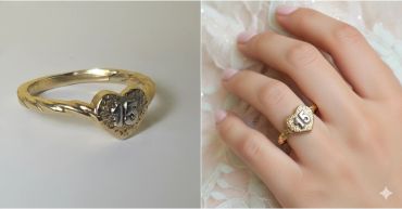 Gold heart-shaped ring with the number 15.