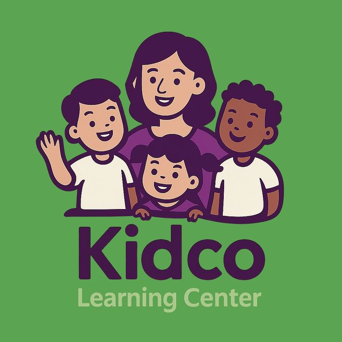 Illustration of happy children and a teacher with Kidco Learning Center text.