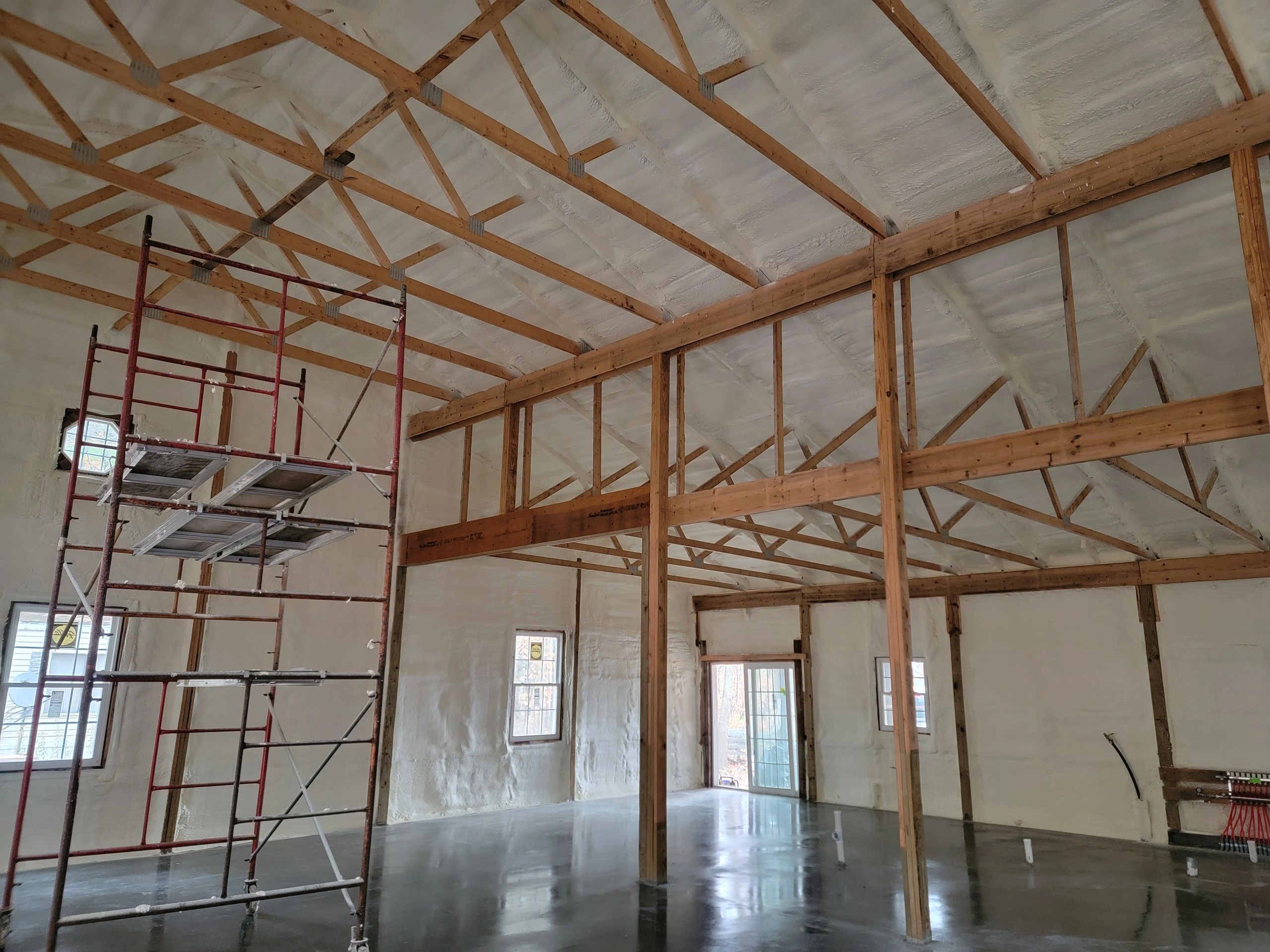A property being prepared for spray foam insulation.