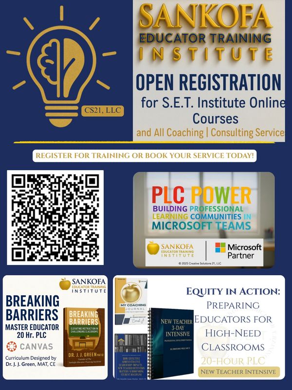 Sankofa Educator Training Institute offers online courses and coaching services with Microsoft partnership.