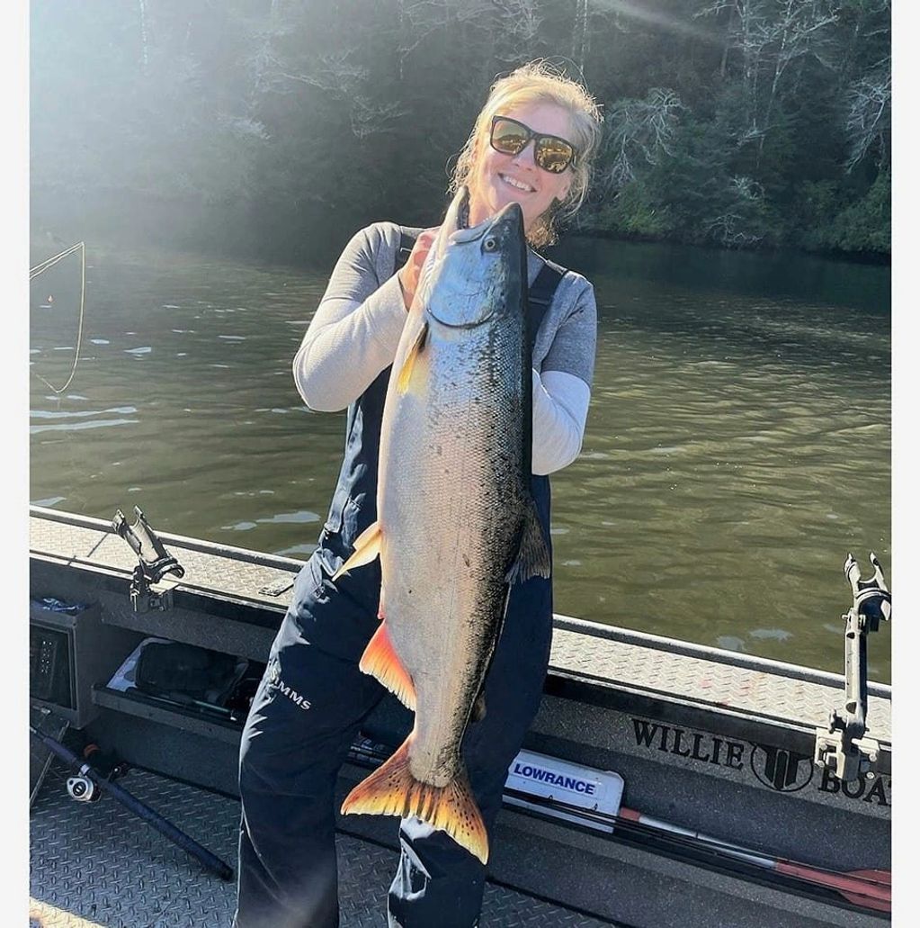 Sarah with a nice Salmon 