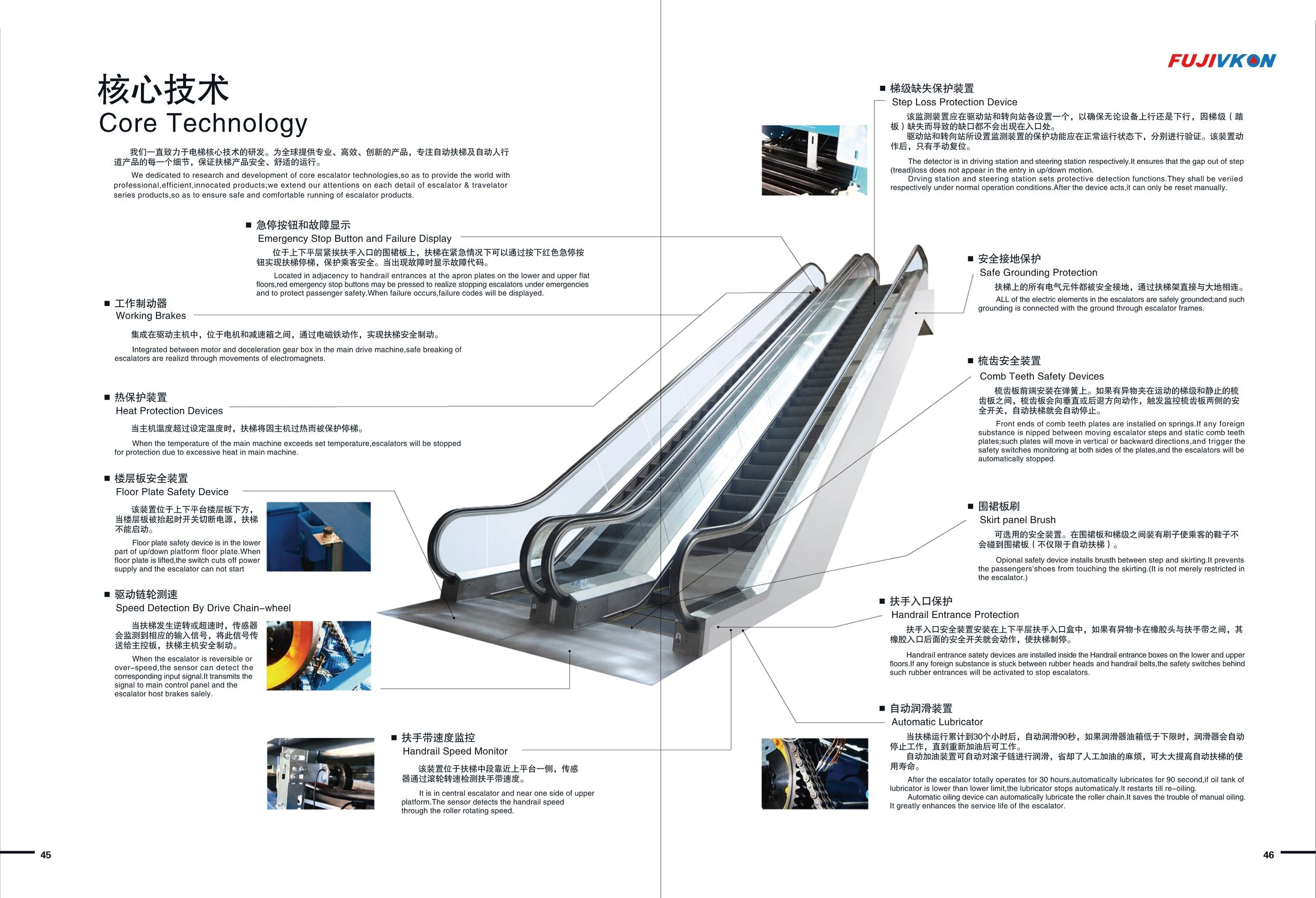 Escalator manufacturer in China, provide escalator OEM service, escalator layout, escalator shaft 
