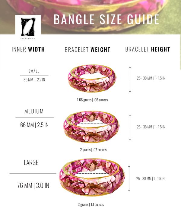 Different bangle and bracelet sizes