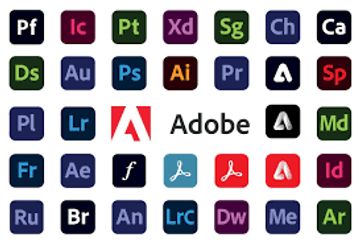 A collection of Adobe software icons.