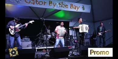 A band performs live on stage at the Gator By the Bay festival.