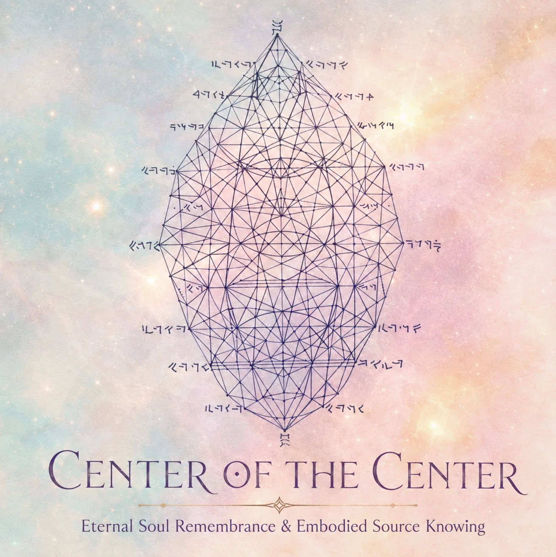 Sacred geometric design with text about eternal soul remembrance.