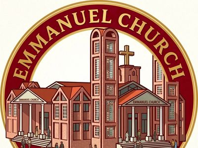 Logo of Emmanuel Church featuring stylized church buildings and a cross.