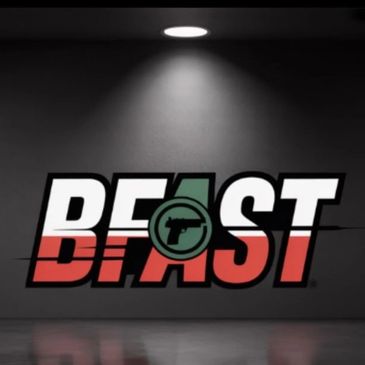 BEAST text logo with a gun graphic.