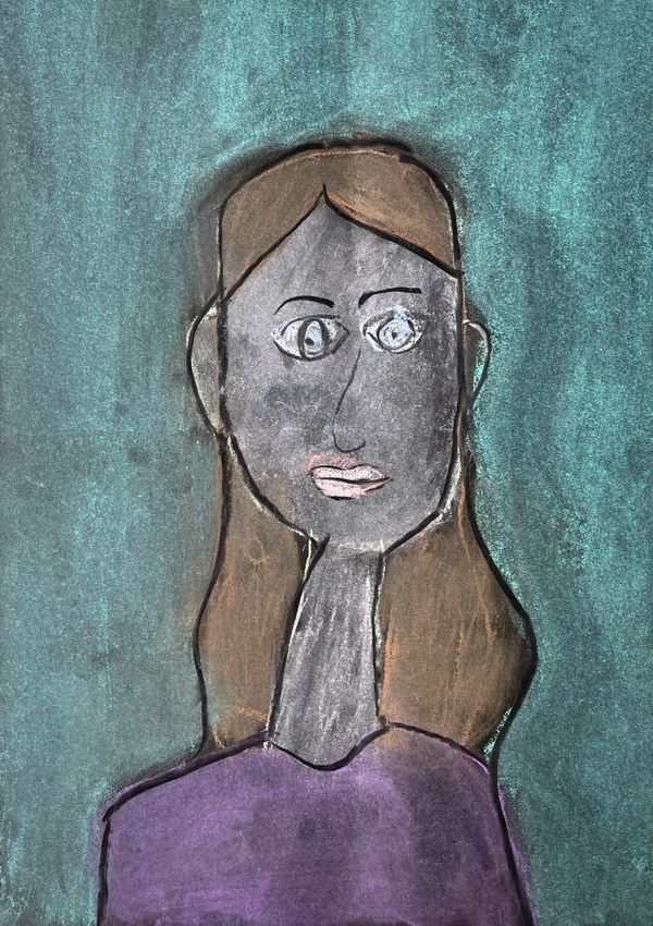 Child self portrait in the style of Amedeo Modigliani