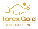 Logotipo de Torex Gold Resources Inc. con un símbolo de ratón dorado.