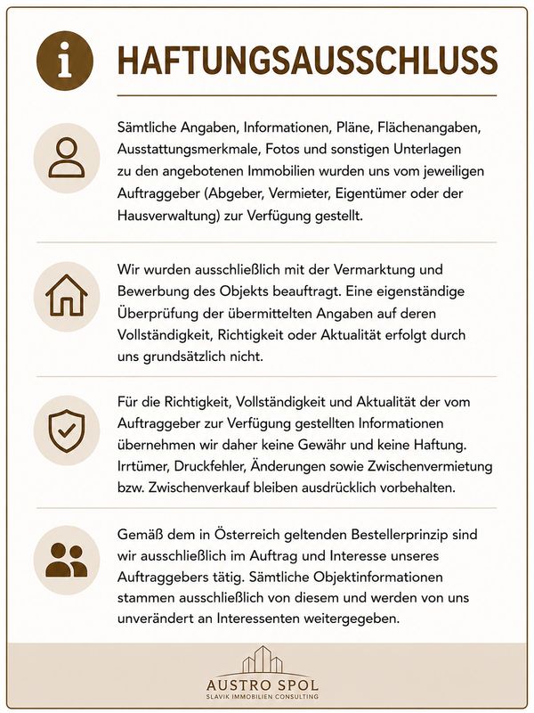 Haftungsausschluss für Immobilienangaben von Austro Spol.
