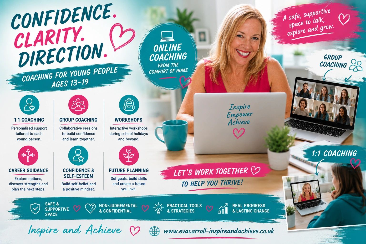 Coaching for young people ages 13-19 with online and group sessions.