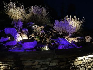 Water Feature Illumination. Up Lights, RGBW, LED, Atlanta, www.ksoutdoorlighting.us 