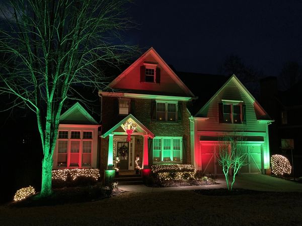 AMP Colored Red and Green Lamps, Custom Lighting, Landscape Lighting, LED Lights. 