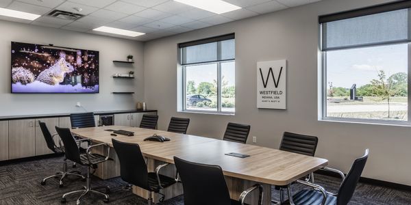 A modern conference room inside a 3PL facility in Indianapolis.