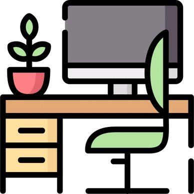 Standing desk and ergonomic chair fully assembled in Orlando home office