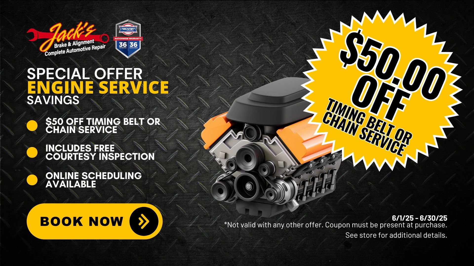 June Special – $50 Off Timing Belt or Chain Service + Free Inspection & Easy Online Scheduling.