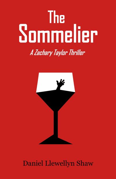 Book cover of thriller 'The Sommelier' with a hand inside a wine glass silhouette.