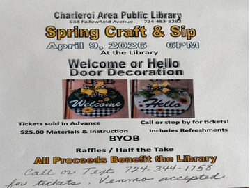 Join us for a paint and sip at the library. BYOB all proceeds benefit the library.
$25 to attend. St