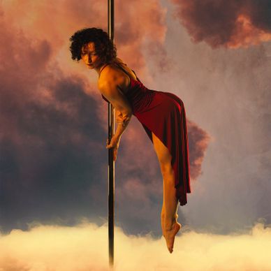 Strength and backbend flexibility based beginner pole dance move called Betty Boop.