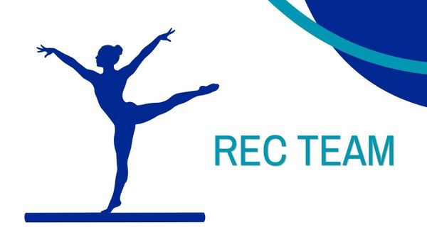 Silhouette of a gymnast balancing with 'REC TEAM' text.