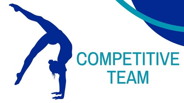 Silhouette of a gymnast doing a handstand with 'Competitive Team' text.
