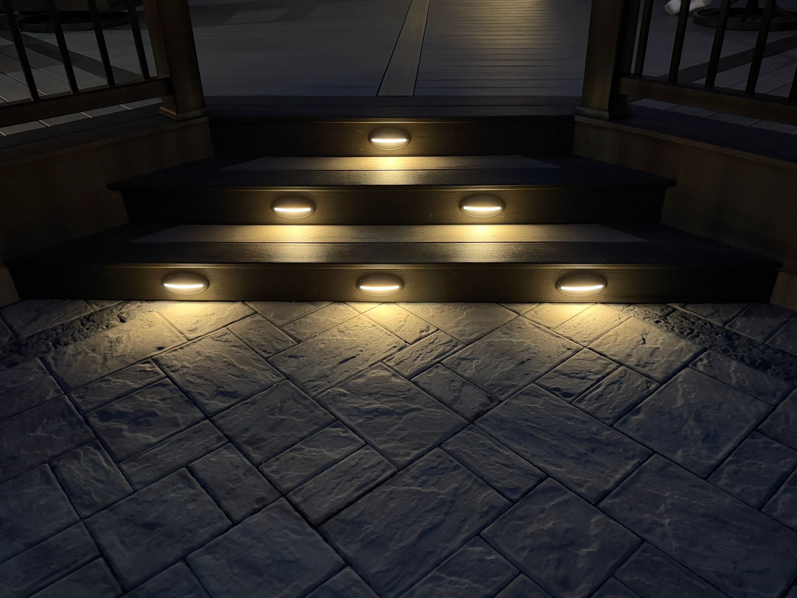 Illuminated TimberTech deck stairs